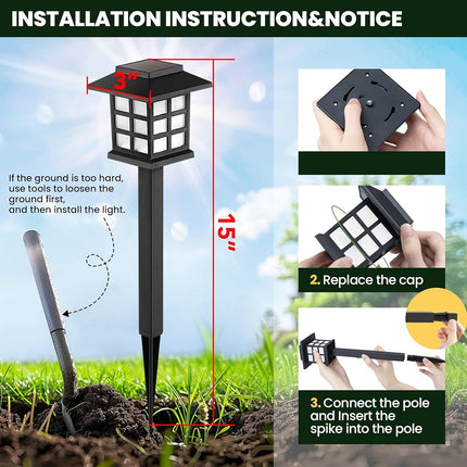 GIGALUMI Solar Lights Outdoor Garden, 12 Pack Solar Powered Garden Lights