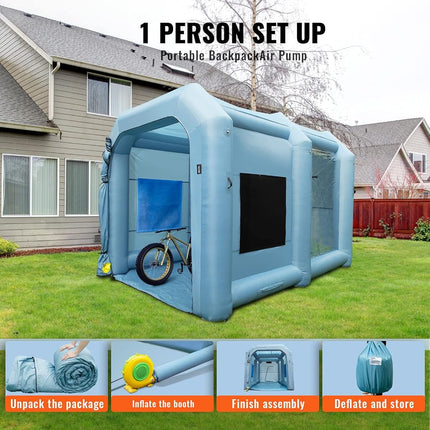 VEVOR Inflatable Paint Booth, 13x10x9ft Inflatable Spray Booth, 950W High Powerful Blower, Car Paint Tent, Air Filter System, Multi-Purpose