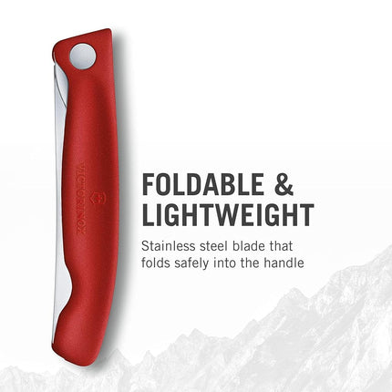 Victorinox Swiss Classic Foldable Paring Knife with Wavy Edge, 11 cm Blade Length, Red One Size