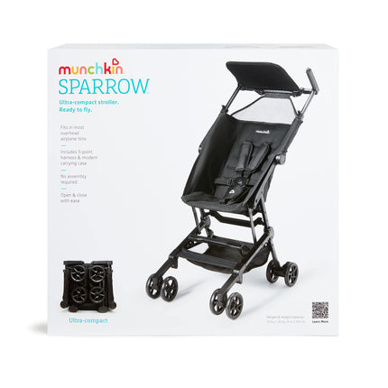 Munchkin Sparrow Ultra Compact Lightweight Travel Stroller for Babies and Toddlers, Black