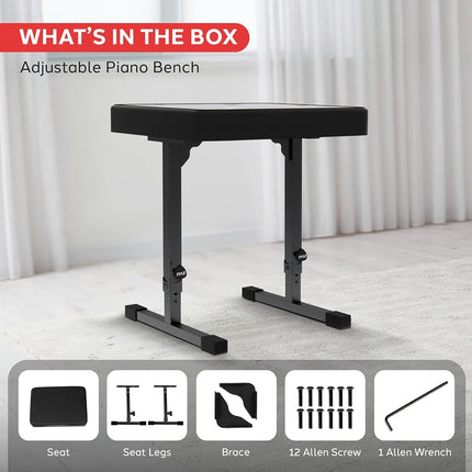 Pyle Adjustable Padded Keyboard Bench Soft Cushioned Piano Bench