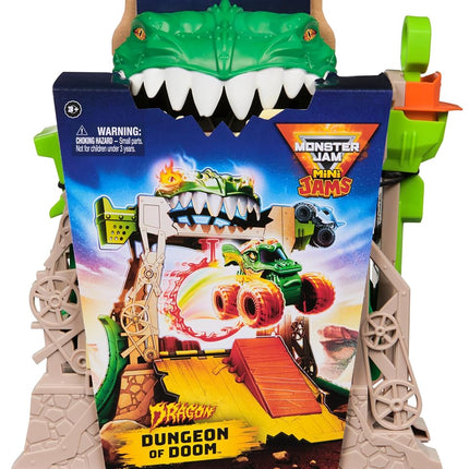 Monster Jam, Dragon Dungeon of Doom Playset, Mini Jams, Exclusive Die-Cast Dragon Monster Truck 1:87 Scale, Kids’ Toys for Boys Aged 3 4 5 6+