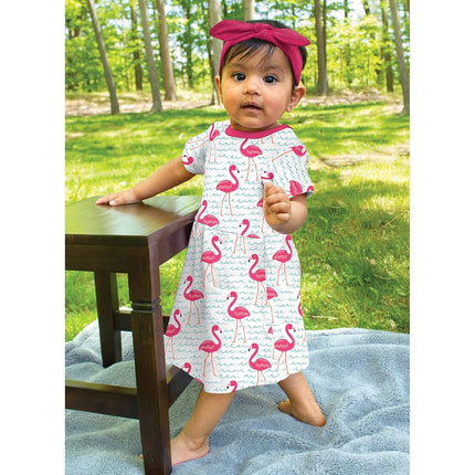 Hudson Baby Girls' Cotton Dresses, Bright Flamingo, 6-9 Months