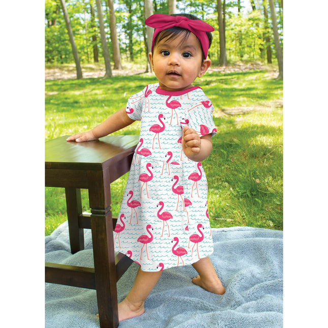 Hudson Baby Baby Girls' Cotton Dresses, Bright Flamingo, 18-24 Months