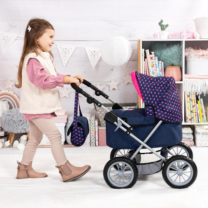 Bayer Design Dolls pram Trendy with bag, height-adjustable handle, foldable