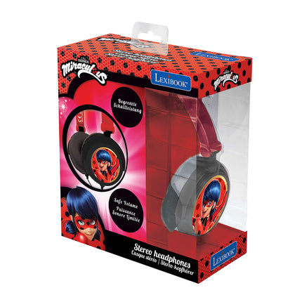 Lexibook, Miraculous Ladybug Tikki Stereo Headphones, Safe Volume, Foldable and Adjustable, Red, HP015MI