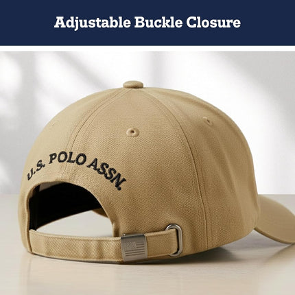 U.S. Polo Assn. Men's U.s Polo Assn. Cotton Adjustable Curved Brim With Embroidered Small Pony Logo Baseball Cap, Beige, One Size UK