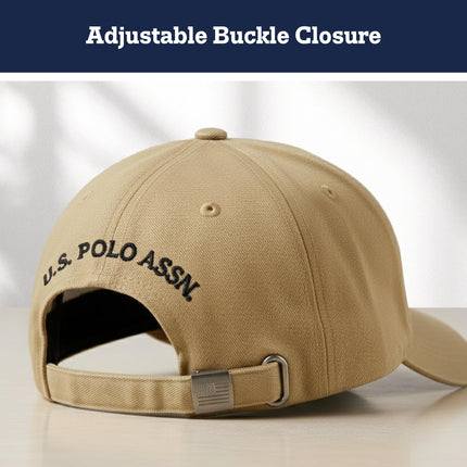 U.S. Polo Assn. Men's U.s Polo Assn. Cotton Adjustable Curved Brim With Embroidered Small Pony Logo Baseball Cap, Beige, One Size UK