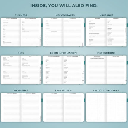 Clever Fox End of Life Planner – Final Arrangements Organizer for Beneficiary, Will Preparation, Last Wishes & Funeral Planning, A5 (Dark Teal)