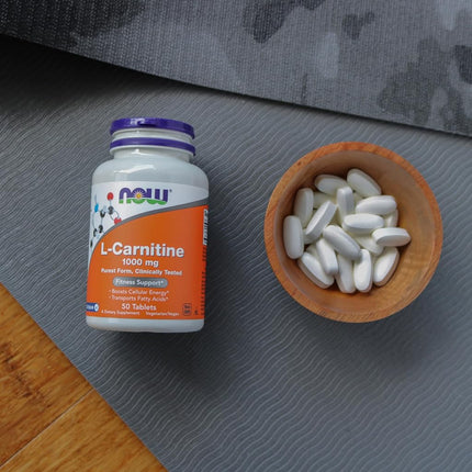 NOW Supplements, L-Carnitine 1000 mg, Amino Acid, 50 Tablets