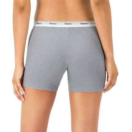 Hanes Women's Mid-Thigh Boxer Brief Pack, Stretch Cotton Underwear, 4-Pack, Fashion Color Mix, S (Pack of 4)