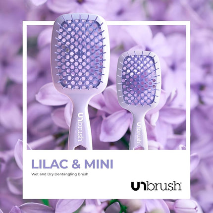 FHI HEAT UNbrush and UNbrush MINI Wet & Dry Vented Detangling Hair Brush, Lilac Light Purple
