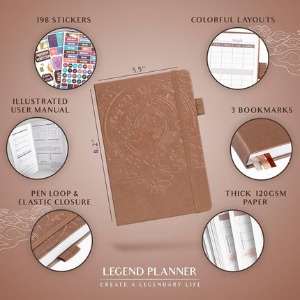 Legend Food Journal, Weight Loss & Meal Tracking Diary 14.5x21 Terracotta