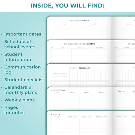 Clever Fox Teacher Planner – School Year Planner with Calendars & Lesson Plans – Book for Classroom & Homeschool Organization, A4 (Turquoise)