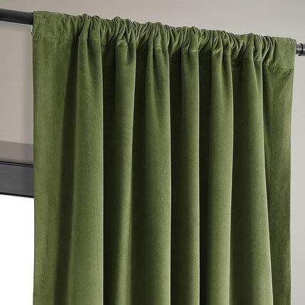 HPD Half Price Drapes Signature Velvet Thermal Blackout Curtains for Living Room 84 Inch Long (1 Panel) Rod Pocket Insulated Blackout Curtains for Bedroom Window Curtains, 50W x 84L, Basque Green