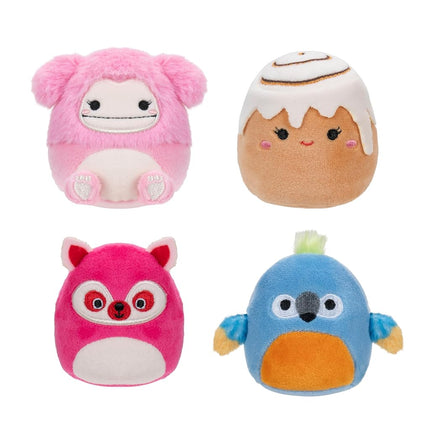 Squishmallows Original Micromallows 4-Pack – Brina Bigfoot, Chanel Cinnamon Roll, Lucia Lemur, Tenise Parrot