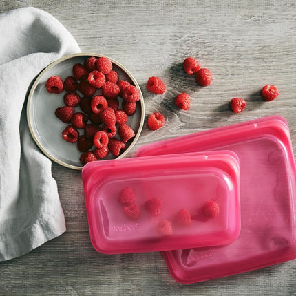 Stasher Reusable Silicone Storage Bag, Food Storage Container, Microwave and Dishwasher Safe, Leak-free, Sandwich + Snack Bundle 2-Pack, Clear