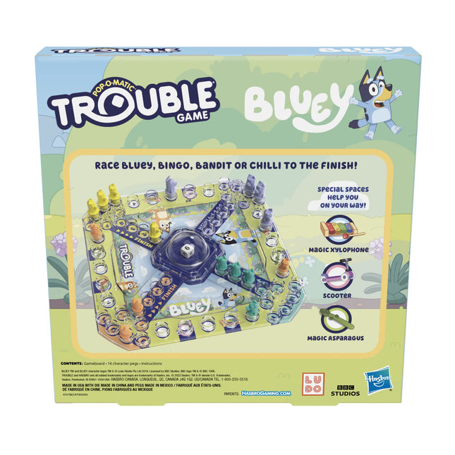 Hasbro Gaming Trouble: Bluey Edition Board Game, Fun Game for Kids Ages 5 and Up, Game for 2-4 Players, Race Bluey, Bingo, Bandit, or Chilli to The Finish, F4944, Milticolored
