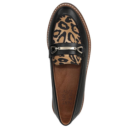 Naturalizer Women's Elin Loafer Flat, Black/Leopard Faux Leather, 6.5 Wide