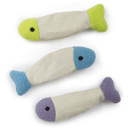 SmartyKat (paquete de 3) juguetes de pescado crujientes con hierba gatera para gatos - multicolor, paquete de 3