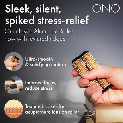 ONO Roller - Handheld Fidget Toy for Adults | Help Relieve Stress, Anxiety, Tension | Promotes Focus, Clarity | Compact, Portable Design (Acupressure, Full Size - Aluminum)