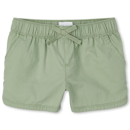 The Children's Place Single Girls Twill Pull on Shorts, Soft Fern, 6X-Large-7X-Large
