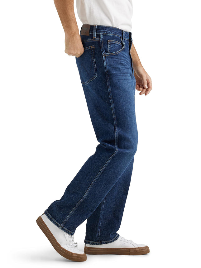 Wrangler Men's Free-to-Stretch Relaxed Fit Jean, Dark Indigo, 38W x 32L