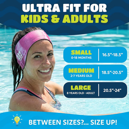 EAR BAND-IT Ultra Swimming Headband – Block Water, Secure Earplugs – Kid & Adult Sizes – Swim Ear Band Water Protection for Bath, Shower, Pool, Beach, Lake (Small Ages 1-3)
