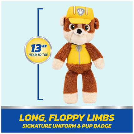 GUND Paw Patrol Official Rubble Take Along Buddy Plush Toy, Premium Stuffed Toy from 1 Year Old, Yellow/Brown, 33 cm