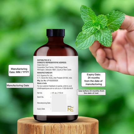MAJESTIC PURE Peppermint Essential Oil | 100% Pure and Natural Peppermint Oil | Premium Grade Essential Oils for Hair Care, Home Diffusers, Skin, Aromatherapy, Massage and Humidifiers | 4 Fl Oz