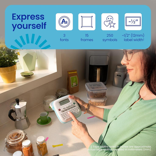 Brother P-Touch PT-N20 Personal Desktop Label Maker, Portable, Handheld and Prints on P-Touch Btag ~½” (12mm) Wide Color Label Tapes, Personalize Labels