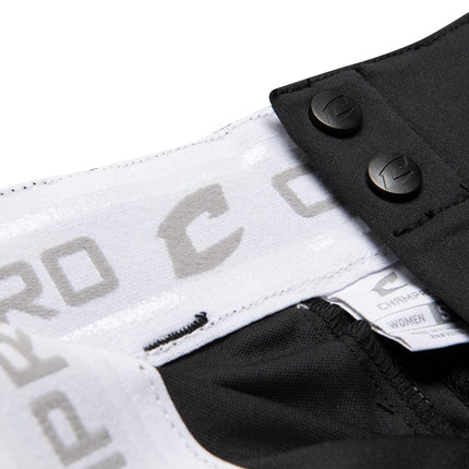 Pantalon de softball Champro Surge traditionnel taille basse pour fastpitch avec passepoil tressé de couleur contrastée - Petit, Noir, Blanc
