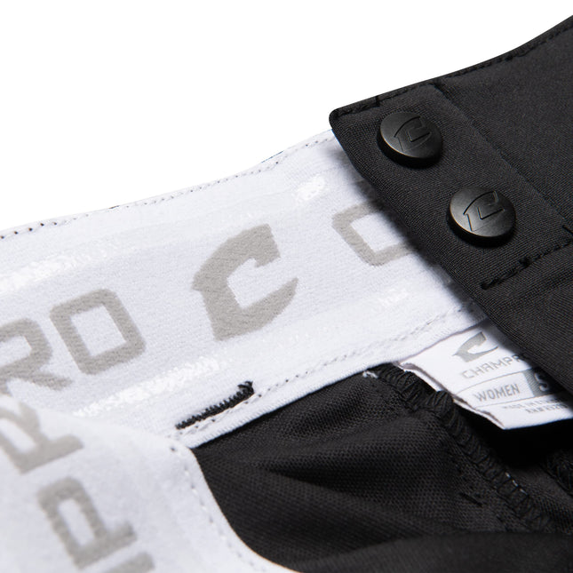 Champro Surge Traditional Low-Rise Fastpitch Softball Pant with Contrast-Color Braid Piping, Black,White, Medium