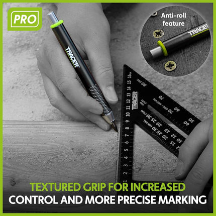 Tracer Pro Series Tough Metal Construction Pencil with 6 x Replacement Lead Pack and Site Holsters. All-in-one Aluminium Construction Marking Kit