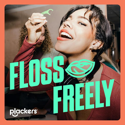 Plackers Micro Mint Dental Flossers, Fresh Mint Flavor, Fold-Out Toothpick, Super Tuffloss, Easy Storage with Sure-Zip Seal, 300 Count