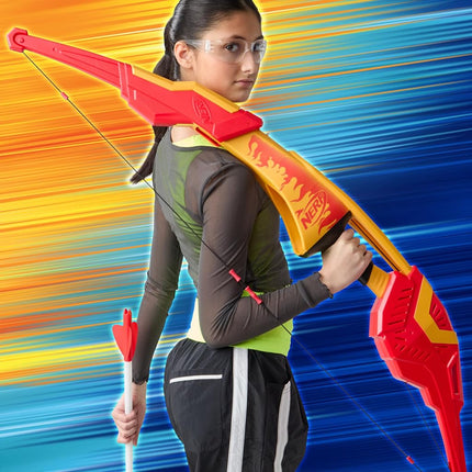 Nerf Pyrostrike Megabow, 42-Inch Bow Fires Arrows Up to 105 Feet, 2 Arrows with Soft Tips, Kids Outdoor Toys & Gifts, Ages 10+
