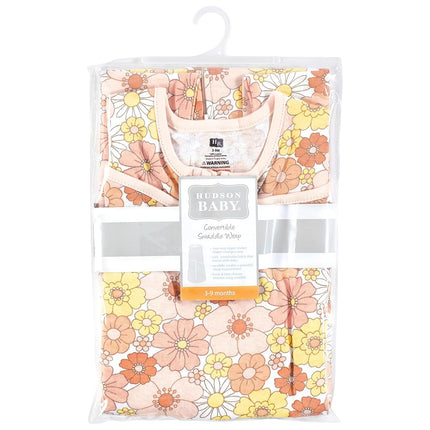Hudson Baby Unisex Baby Convertible Swaddle Sleep Sack, Peace Love Flowers, 3-9 Months