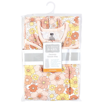 Hudson Baby Unisex Baby Convertible Swaddle Sleep Sack, Peace Love Flowers, 0-3 Months