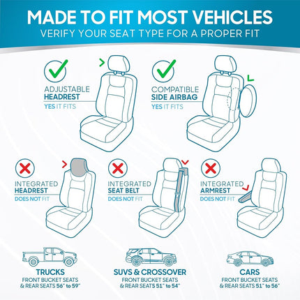 BDK PolyPro Car Seat Covers Full Set in Blue on Black – Front and Rear Split Bench Seat Covers, Easy to Install, Car Accessories for Auto Trucks Van SUV