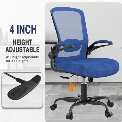 Office Chair, Ergonomic Desk Chair with Adjustable Lumbar Support, High Back Mesh Computer Chair with Flip-up Armrests-BIFMA Passed Task Chairs (Modern, Royal Blue)