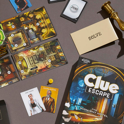 Juego de mesa Hasbro Gaming Cluedo Escape: El hotel de medianoche, juego de escape Cluedo, juegos de misterio de una sola resolución, juegos familiares para mayores de 10 años, de 1 a 6 jugadores, 90 minutos de media (F6417)