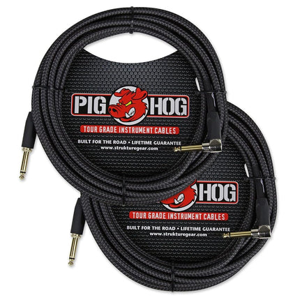Pig Hog PCH20BKR Black Woven Instrument Cable, 20f