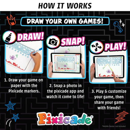 Abacus – Award-Winning STEAM Maker for Kids Age 6+ with 5 Washable Markers, 40-Page Game Design Book & 100+ Examples – Draw & Instantly Play, No Coding Needed