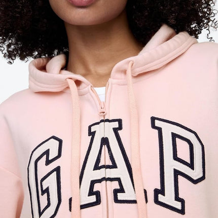 GAP Women's Logo Hoodie Hooded Full Zip Sweatshirt, Misty Rose 2, Medium