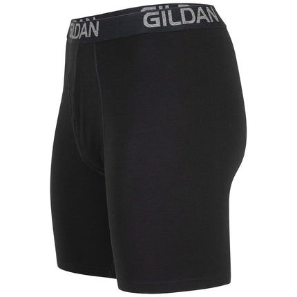 Gildan Men's Cotton Stretch Boxer Brief, Multipack, Black Soot/Slate Blue (4-Pack, Long Leg), XXL (Pack of 4)