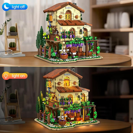 INSOON Grape Chateau Building Set with LED Light, 1831 PCS Winery House Building Kit for Adults Teens Kids Boys Girls 10+