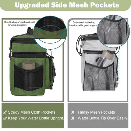 Double Deck Insulated Lunch Box, Expandable Large Lunch Bag Leakproof Cooler Bag Lunch Pail for Men Women Adults Work Shifts Travel Daytrip,16L,Army Green