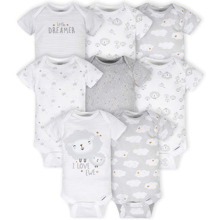 Gerber 8 Pack Baby Neutral Sheep Short Sleeve Ones
