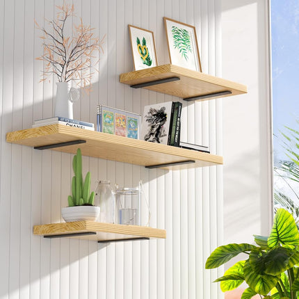 Heavy Duty Shelf Brackets 12 inch (1/5") Thick, 6 Pack Floating Hidden Shelf Brackets, Rustic Industrial Shelf Brackets with Modern Iron Finish