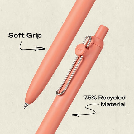 uni-ball Zento Gel Ink Rollerball Pens, 2 Black Medium Point Smooth Writing Pens, Colored Japanese Pens, Boho Colors